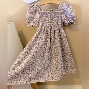 Lavender Floral Smocked Print Dress